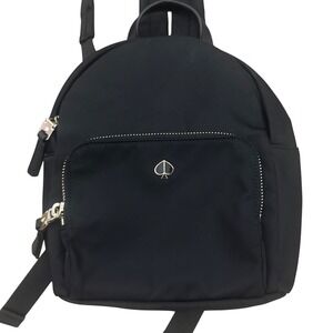 Kate Spade Black Nylon Mini‎ Backpack Spade Logo Zip Front Pocket